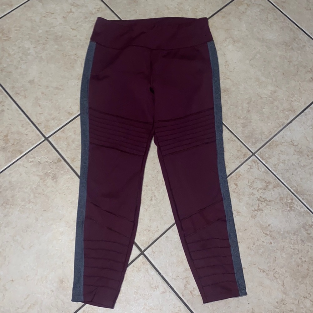 Burgundy and Grey leggings
